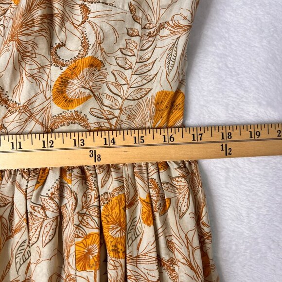 VNTG Handmade Orange Floral 50s Button Full Skirt Handmade No Size HOLES - Picture 9 of 10
